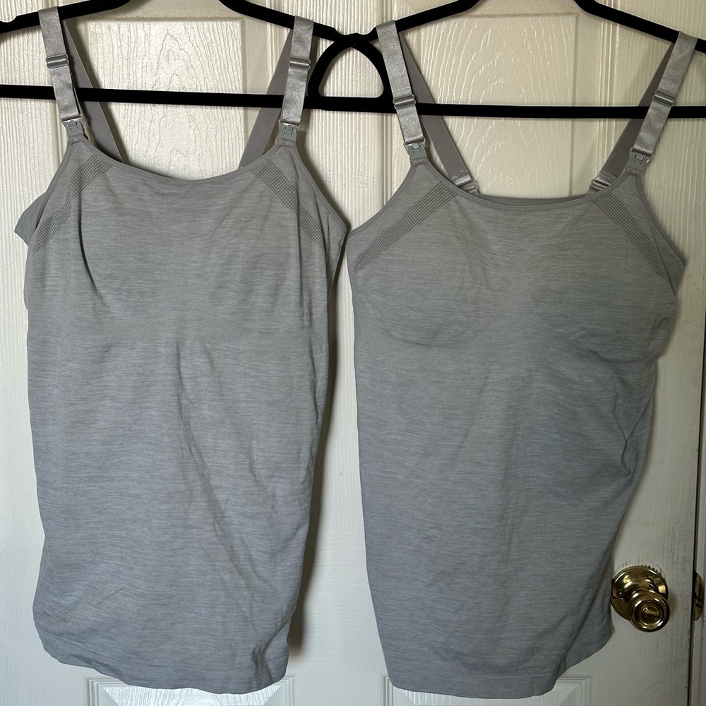 2 Cacique Maternity Light Gray Nursing Camis. 18/20